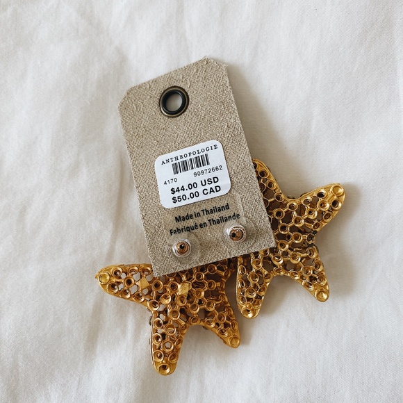 Anthropologie CRYSTAL STARFISH POST EARRINGS - Picture 2 of 2
